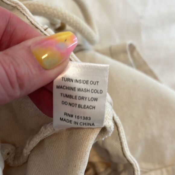 Anthropologie Current Air Ivory Tan Patch Pocket Belted Shorts Belted Sz 6 - Picture 6 of 10